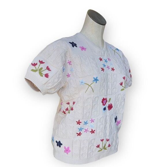 Vintage Knit Grandma Sweat with Floral Embroidery - Picture 3 of 9
